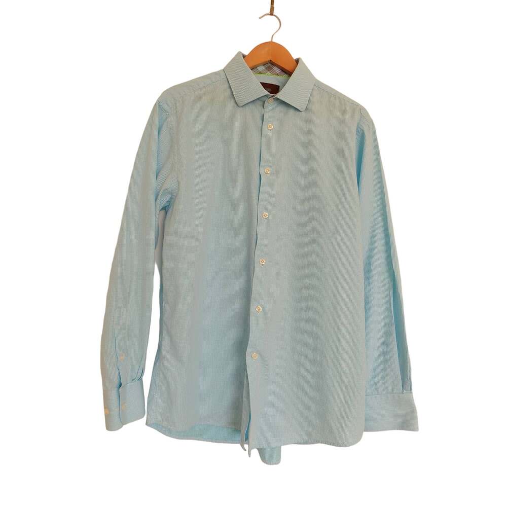 Tattersall London long sleeve button front shirt size 16.5 34/35